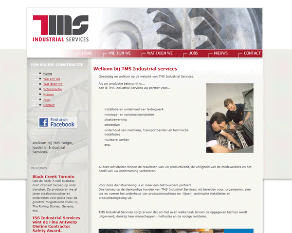 Screenshot TMS website