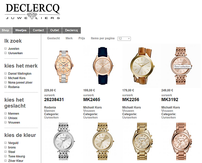 Webshop juwelier Declercq