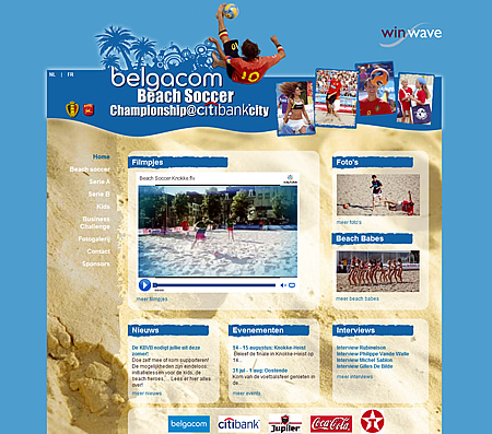 Screenshot Belgacom Beach Soccer website