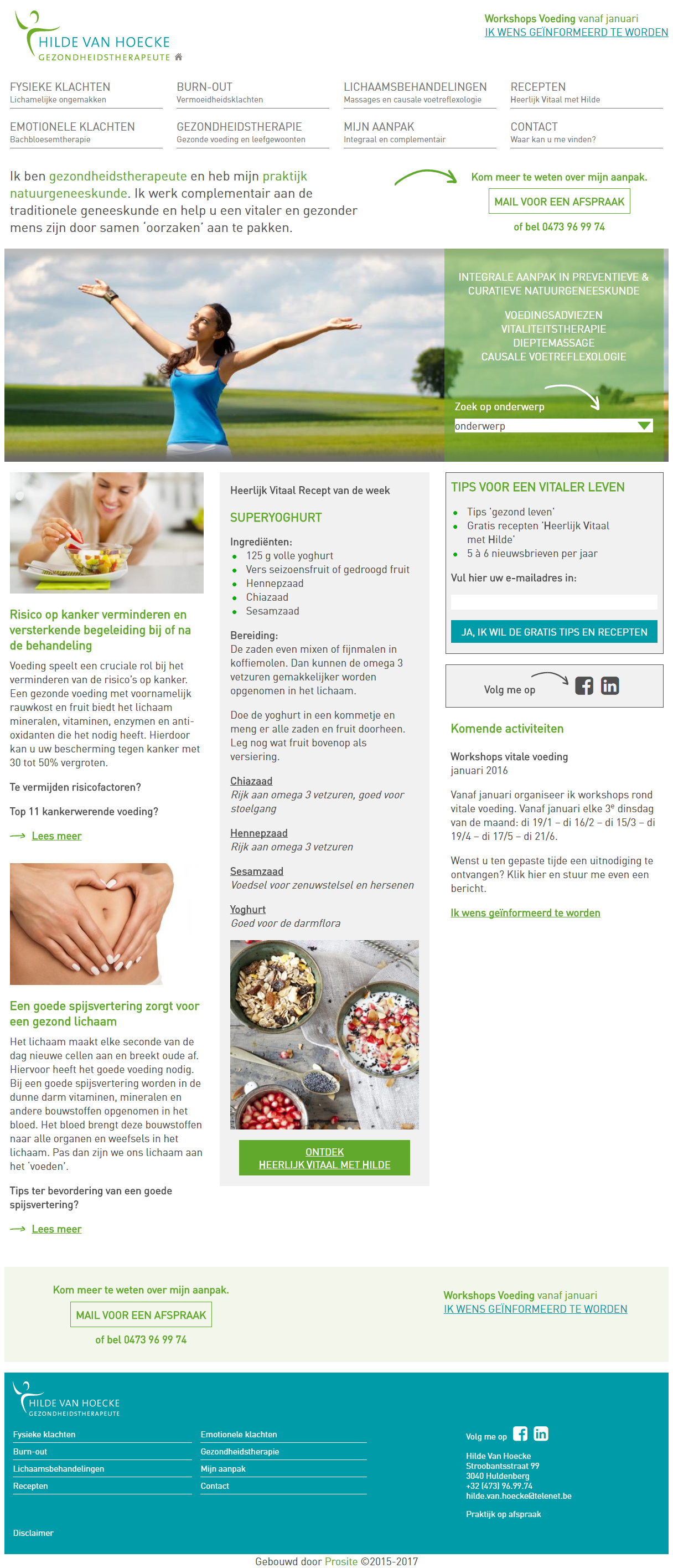 Hilde Van Hoecke gezondheidstherapeute website screenshot